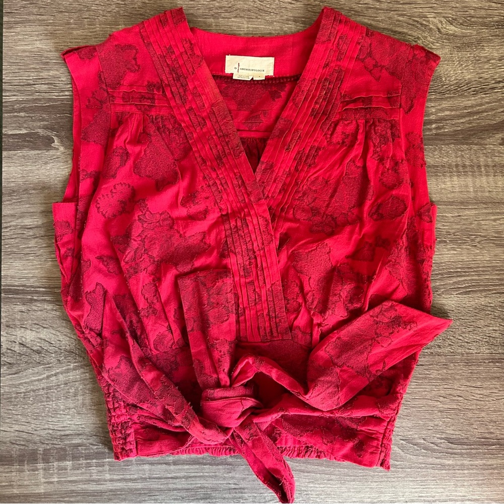 Anthropologie Red Sleeveless Blouse